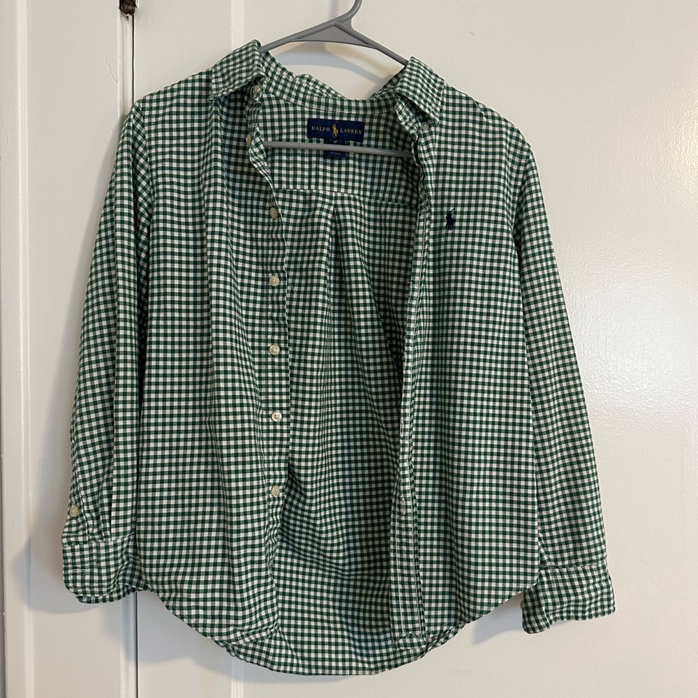 Ralph Lauren green chess button down shirt